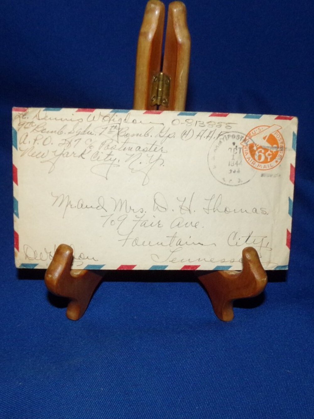 APO 217, 1944 WWII Army Cover 9th Bomb Squad-7th Bomb Group Higdon Pilot